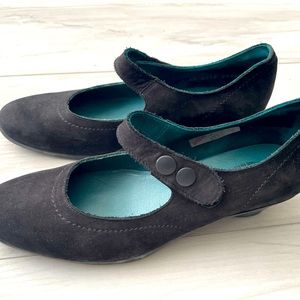 Arche Black Nubuck Shoes with Mary Jane Strap and Chunky Heel size.39